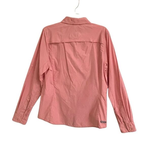 The North Face Vapor Wick Micro Check Gingham Women’s M Pink Roll Tab Shirt - Picture 2 of 8